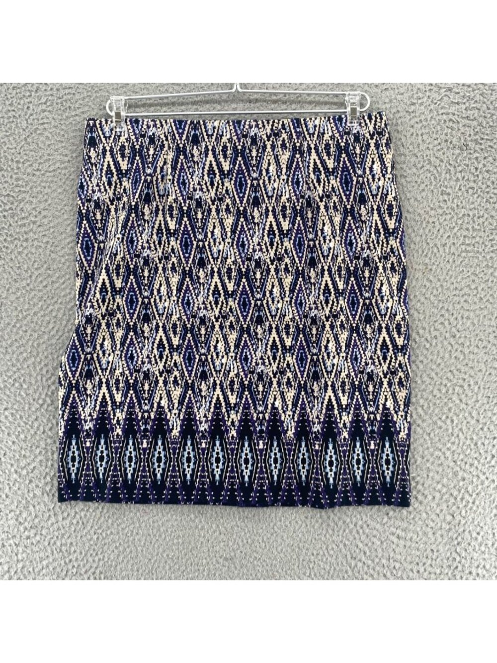 J Jill Skirt Womens Small Petite Navy Multi Ikat Mini Pull On Stretch Knit NWT